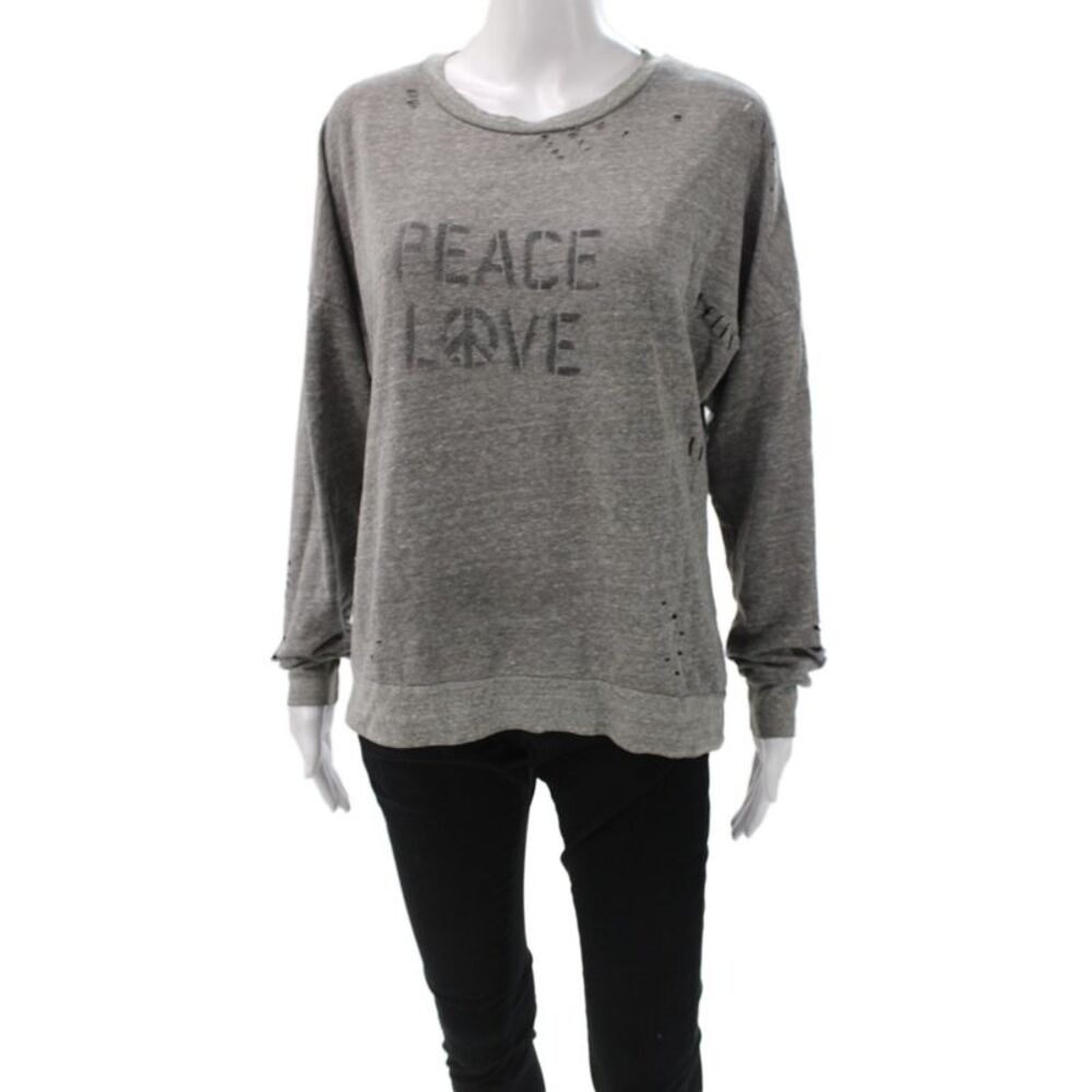 Lauren Moshi Women Pullover Sweatshirt Gray Crewneck Long Sleeve Size XS